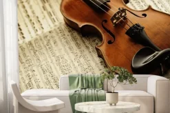 Fototapeta: Stare i rzadkie skrzypce na arkuszu notatki