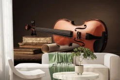 Fototapeta: Stare skrzypce martwa natura z książek