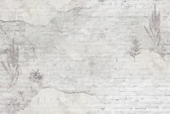 Fototapeta: Stary biały mur z lawendą