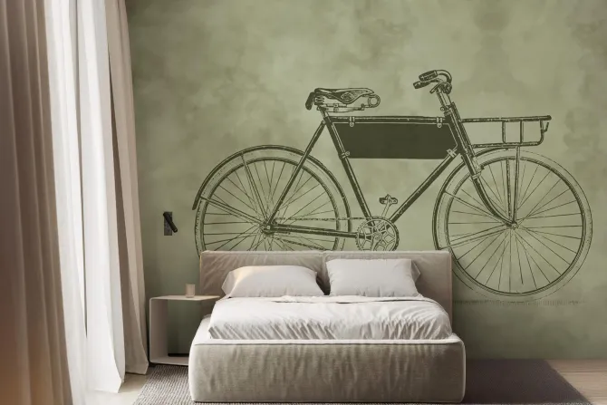 Fototapeta: Stary bicykl w stylizowanym rysunku vintage