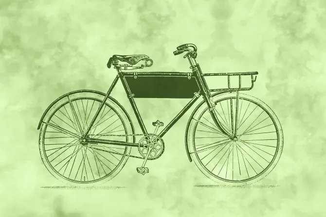 Fototapeta: Stary bicykl w stylizowanym rysunku vintage