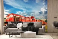 Fototapeta: Stary czerwony pociąg towarowy