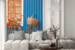 Fototapeta: Stary zardzewiały rower pani przed szwedzkim domu