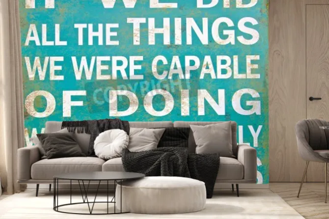 Fototapeta: Stary znak z inspirującym motywujący cytat z thomasa edisona