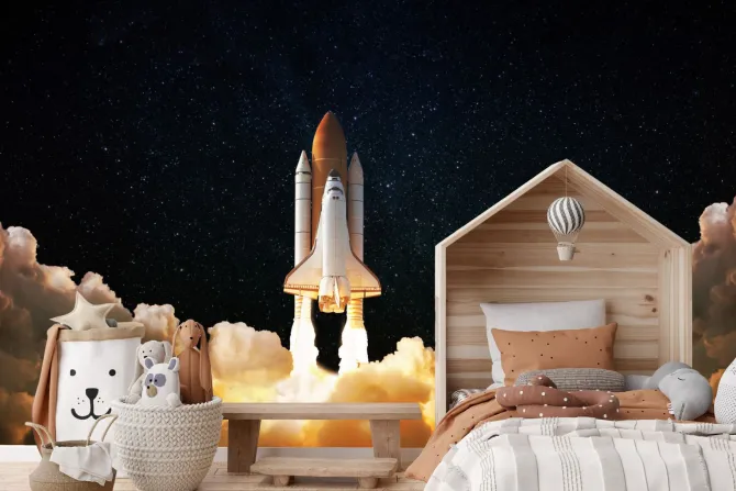 Fototapeta: Statek kosmiczny nad chmurami