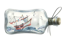 Fototapeta: Statek na morzu w szklanej butelce