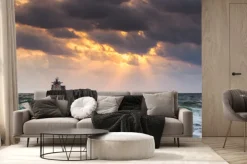 Fototapeta: Statek na wzburzonym morzu