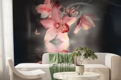 Fototapeta: Storczyk z motyle na tle wody