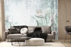 Fototapeta: Strelicja tropikalne rośliny na tle betonu styl loft