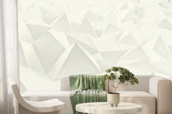 Fototapeta: Streszczenie bia? e geometryczne t? a. złoty tekstury z cienia.