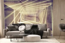 Fototapeta: Streszczenie beton 3d wnętrze z perspektywy wiązek światła