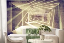 Fototapeta: Streszczenie beton 3d wnętrze z perspektywy wiązek światła