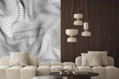 Fototapeta: Streszczenie czarno-białe paski faliste tło wektor