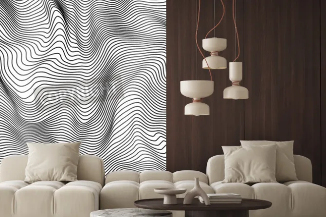 Fototapeta: Streszczenie czarno-białe paski faliste tło wektor