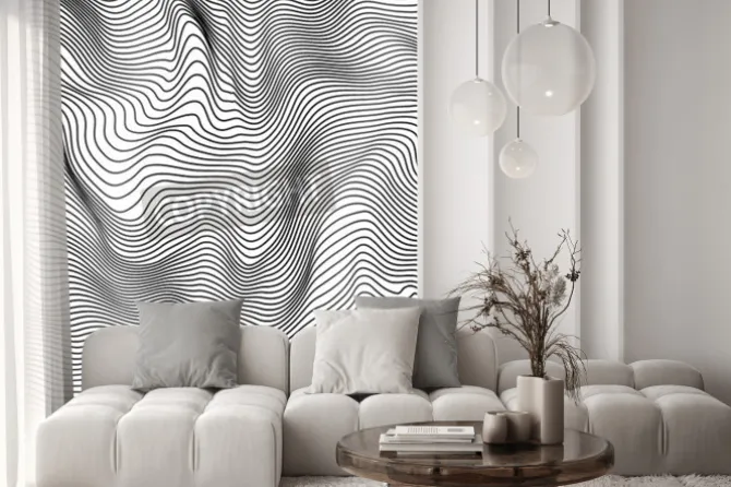 Fototapeta: Streszczenie czarno-białe paski faliste tło wektor