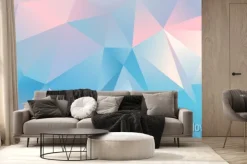 Fototapeta: Streszczenie trójk? t tle. jasnoniebieski, różowy i biały kolor.