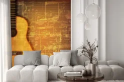 Fototapeta: Streszczenie tle muzyki grunge z gitarą akustyczną