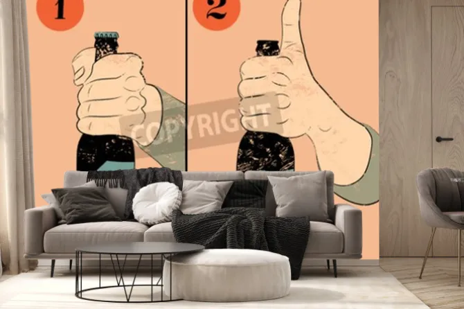 Fototapeta: Styl vintage grunge plakat piwa. humorystyczny instrukcja plakat