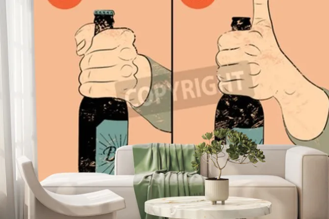 Fototapeta: Styl vintage grunge plakat piwa. humorystyczny instrukcja plakat