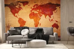 Fototapeta: Stylizowana mapa świata w odcieniach czerwieni