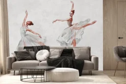 Fototapeta: Subtelne baletnice tańczące na betonowej powierzchni
