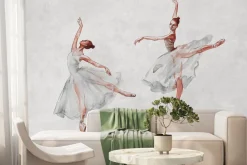 Fototapeta: Subtelne baletnice tańczące na betonowej powierzchni