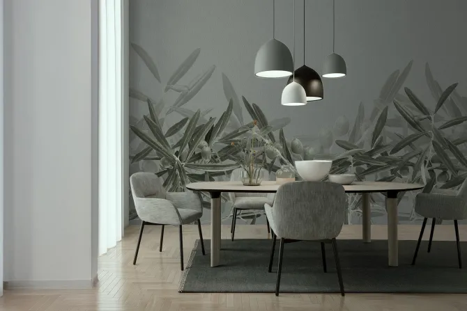 Fototapeta: Subtelne gałązki oliwne w zieleni