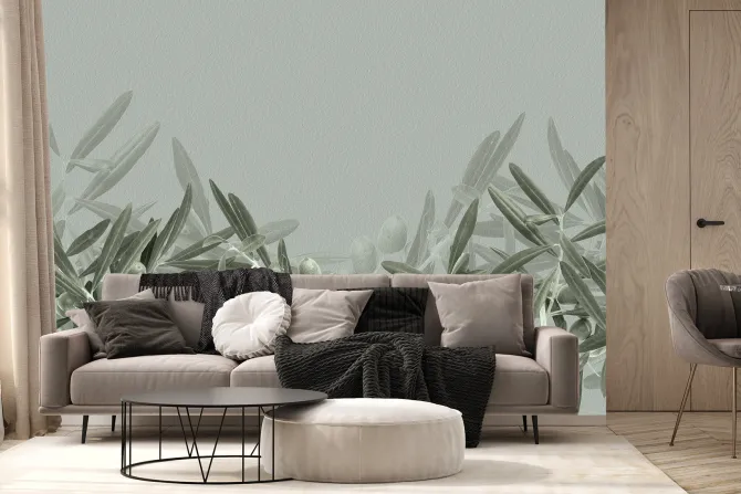 Fototapeta: Subtelne gałązki oliwne w zieleni