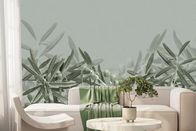 Fototapeta: Subtelne gałązki oliwne w zieleni