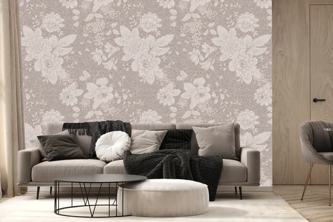 Fototapeta: Subtelne kwiaty na beżowym tle