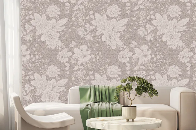 Fototapeta: Subtelne kwiaty na beżowym tle