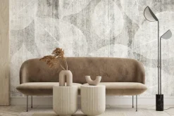 Fototapeta: Subtelne liście na tekturowym tle w odcieniach szarości