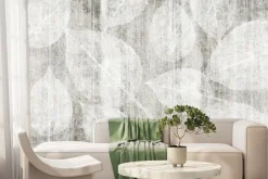 Fototapeta: Subtelne liście na tekturowym tle w odcieniach szarości