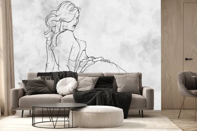 Fototapeta: Subtelny rysunek kobiecego ciała