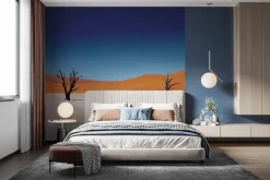 Fototapeta: Suche drzewa na pustyni ze wzgórzami