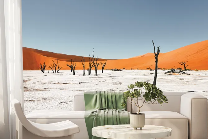 Fototapeta: Suche drzewa na piaszczystej pustyni