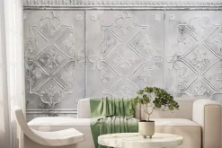 Fototapeta: Surowa szara ściana ze zdobieniami