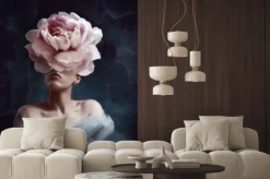 Fototapeta: Surrealistyczna koncepcja artystyczna kobiety z głową piwonii
