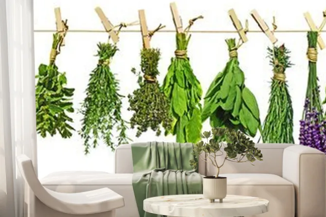 Fototapeta: Suszące się bukiety ziół