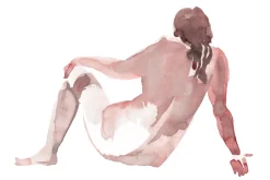 Fototapeta: Sylwetka kobiety malowana akwarelą