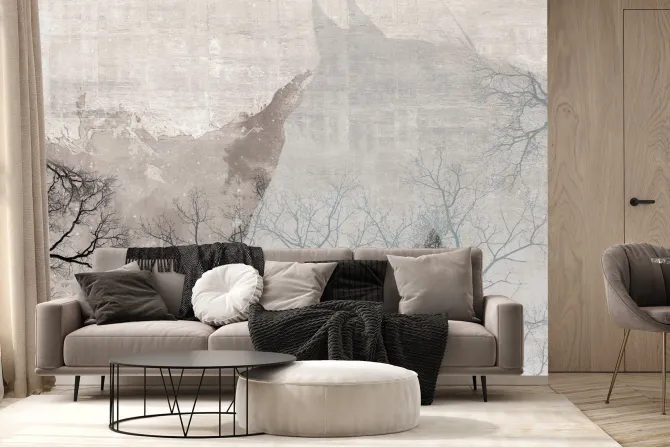 Fototapeta: Sylwetka konia wśród drzew