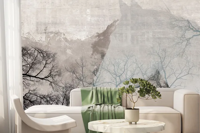 Fototapeta: Sylwetka konia wśród drzew