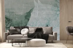 Fototapeta: Sylwetka konia wśród drzew