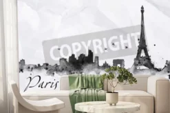 Fototapeta: Sylwetka paris miasta malowane plamy tuszu spadnie smugi zabytków