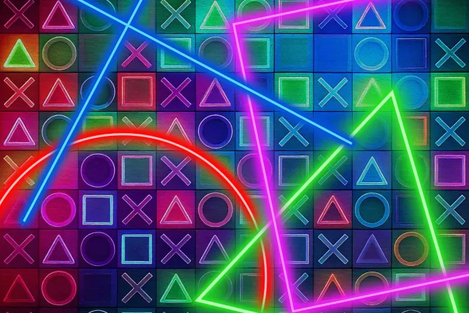 Fototapeta: Symbole gry w neonowych kolorach