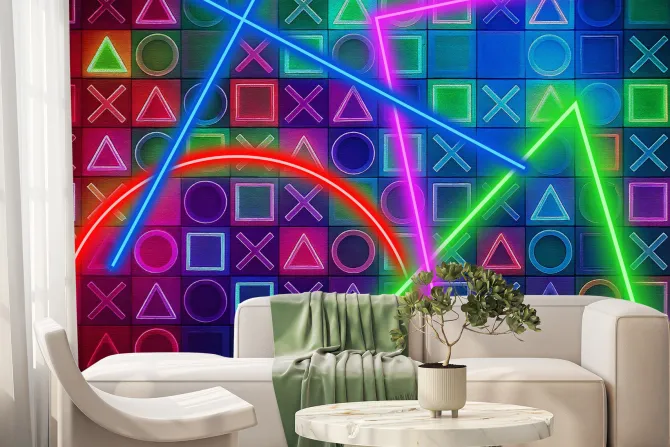 Fototapeta: Symbole gry w neonowych kolorach