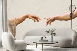 Fototapeta: Symboliczny dotyk dłoni artystyczna kompozycja na tle betonu