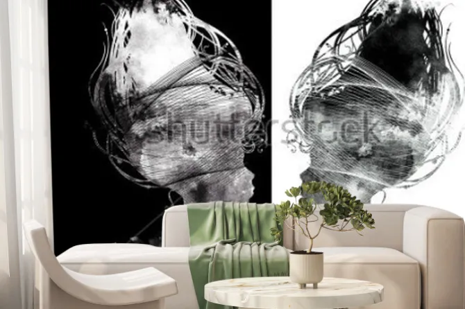 Fototapeta: Symetryczne portrety w czerni i bieli