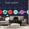 Fototapeta: System słoneczny z cute uśmiechnięta planet, słońca i księżyca.
