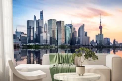 Fototapeta: Szanghaj panoramę o zachodzie słońca